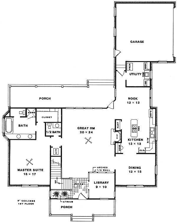Architectural House Design - Farmhouse Floor Plan - Main Floor Plan #14-204