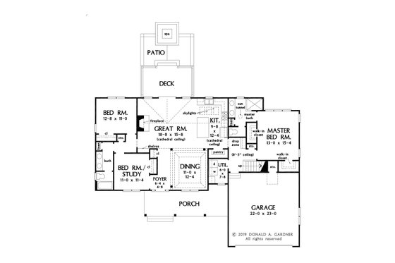 Floor Plan - Main Floor for Craftsman House Plan #929-1125 - 3 bed, 2 bath