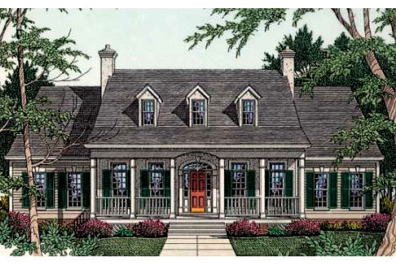 House Blueprint - Southern Exterior - Front Elevation Plan #406-110