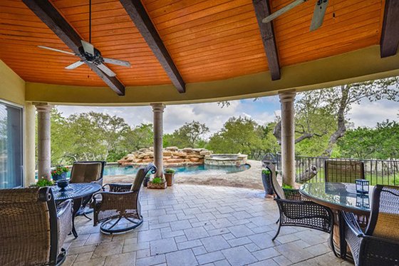 Exterior - Covered Porch 1 for Mediterranean House Plan #80-199 - 4 bed, 5 bath