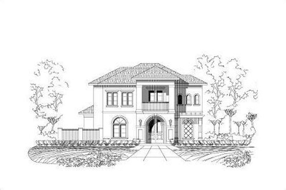 Exterior - Front Elevation for European House Plan #411-452 - 4 bed, 3.5 bath