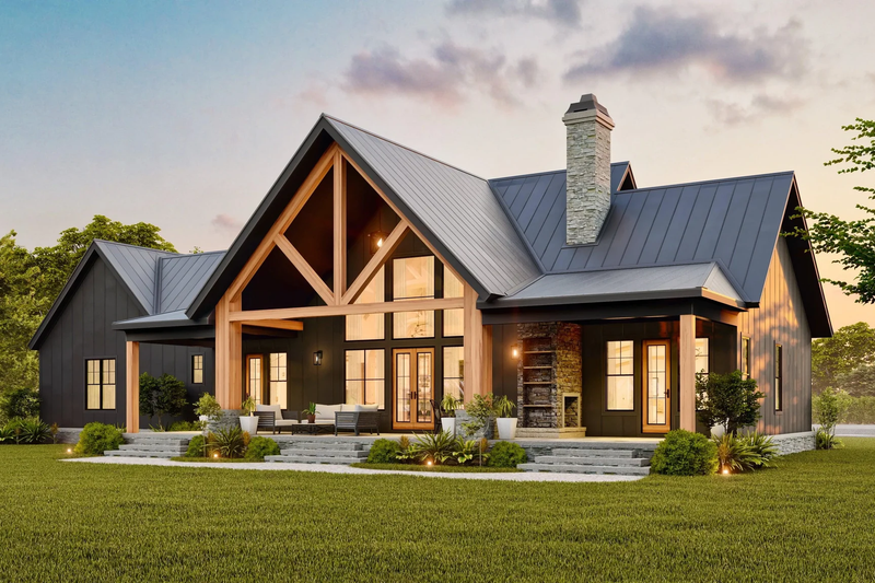 Home Plan - Exterior - Rear Elevation 1 for Farmhouse House Plan #119-461 - 3 bed, 3 bath