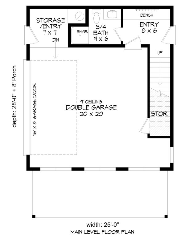 House Blueprint - Floor Plan - Lower Floor for Beach House Plan #932-1407 - 1 bed, 2 bath