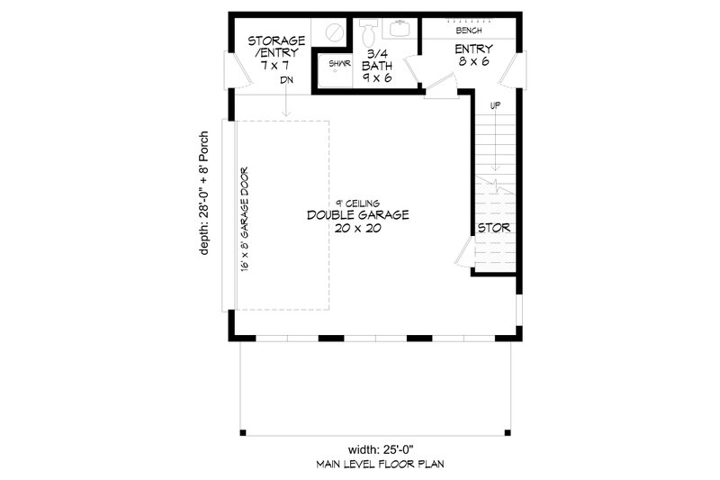 House Blueprint - Floor Plan - Lower Floor for Beach House Plan #932-1407 - 1 bed, 2 bath