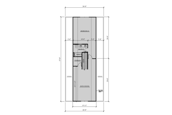 Floor Plan - Upper Floor for Farmhouse House Plan #123-122 - 3 bed, 2 bath