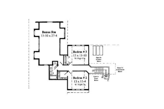 Floor Plan - Upper Floor for Traditional House Plan #75-158 - 3 bed, 2.5 bath