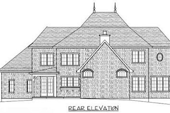 Exterior - Rear Elevation for European House Plan #413-116 - 4 bed, 3 bath