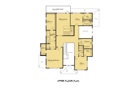 Floor Plan - Upper Floor for Contemporary House Plan #1066-272 - 4 bed, 4.5 bath