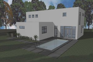 Modern style home design, rear elevation