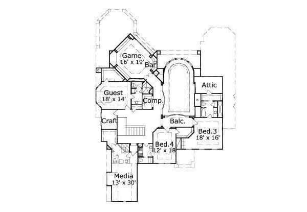 European Floor Plan - Upper Floor Plan #411-568