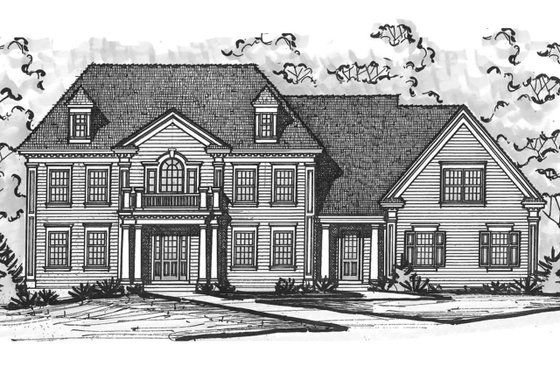 Exterior - Front Elevation 3 for Colonial House Plan #20-2277 - 5 bed, 5.5 bath