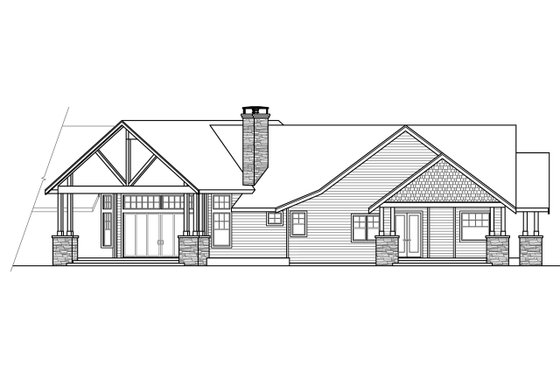 Exterior - Rear Elevation for Craftsman House Plan #124-1014 - 3 bed, 2.5 bath