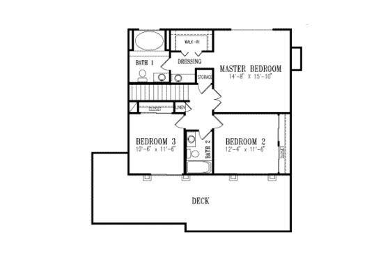 Floor Plan - Upper Floor for Adobe / Southwestern House Plan #1-446 - 4 bed, 2.5 bath