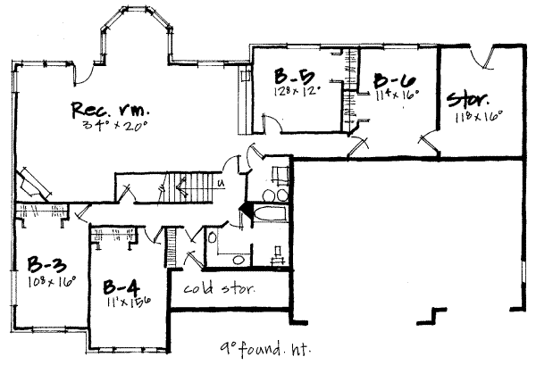 Traditional Floor Plan - Lower Floor Plan #308-106