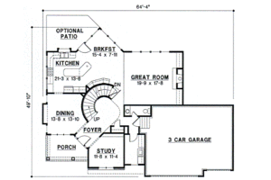 Floor Plan - Main Floor for European House Plan #67-567 - 4 bed, 3.5 bath