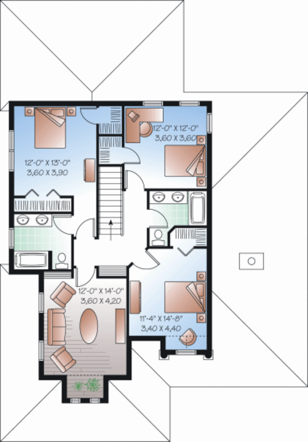 House Design - Mediterranean Floor Plan - Upper Floor Plan #23-2248
