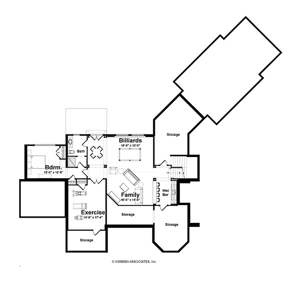 Floor Plan - Lower Floor for Farmhouse House Plan #928-448 - 3 bed, 3.5 bath