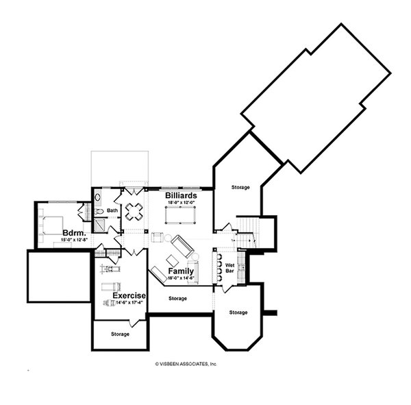 House Design - Floor Plan - Lower Floor for Farmhouse House Plan #928-448 - 3 bed, 3.5 bath