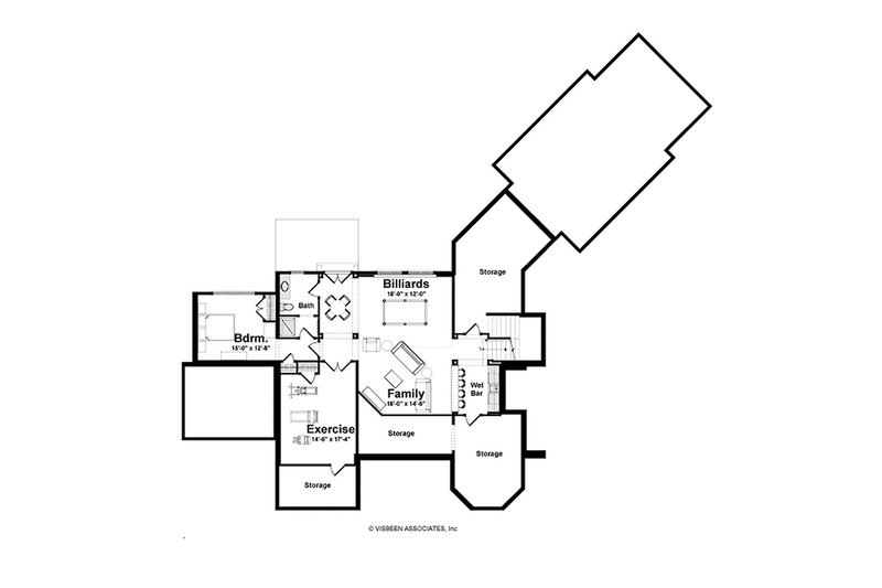 House Design - Floor Plan - Lower Floor for Farmhouse House Plan #928-448 - 3 bed, 3.5 bath