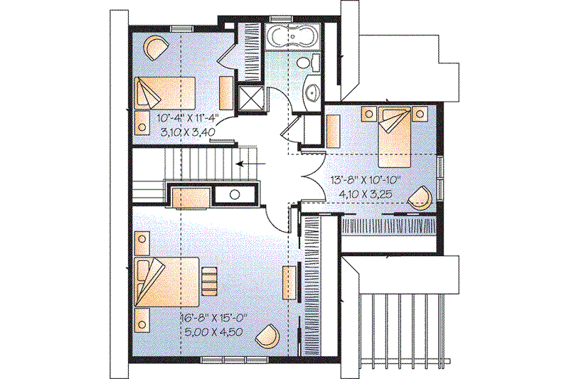 Home Plan - Floor Plan - Upper Floor for European House Plan #23-628 - 3 bed, 2 bath