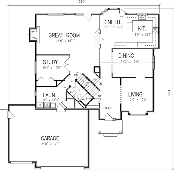 Home Plan - Traditional Floor Plan - Main Floor Plan #320-394