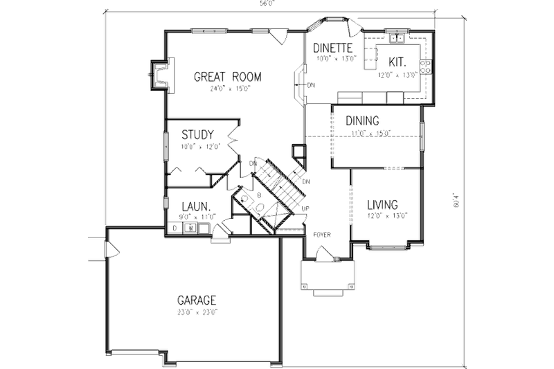 Dream House Plan - Floor Plan - Main Floor for Traditional House Plan #320-394 - 3 bed, 3 bath