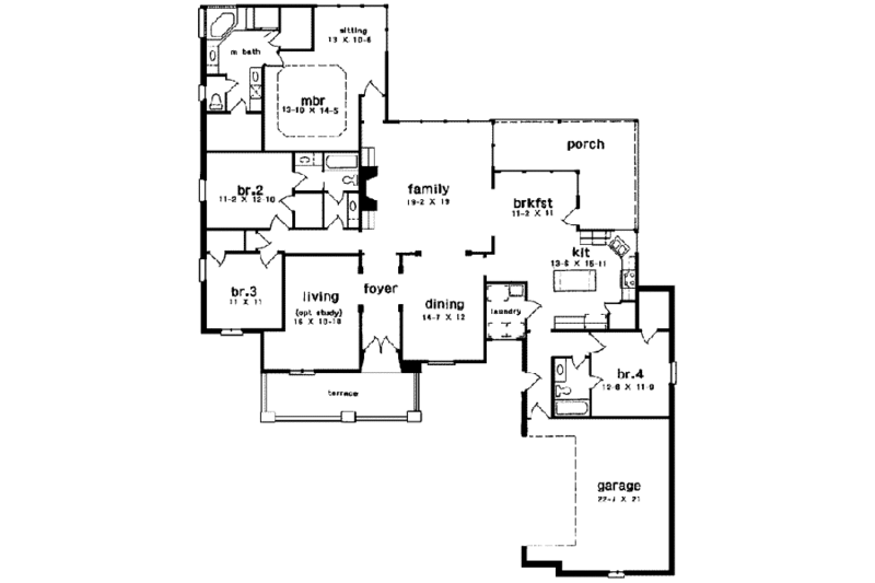 Architectural House Design - Floor Plan - Main Floor for European House Plan #301-105 - 4 bed, 3 bath