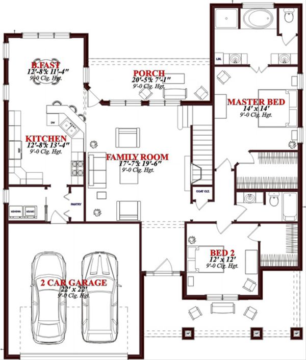 Architectural House Design - European Floor Plan - Main Floor Plan #63-316