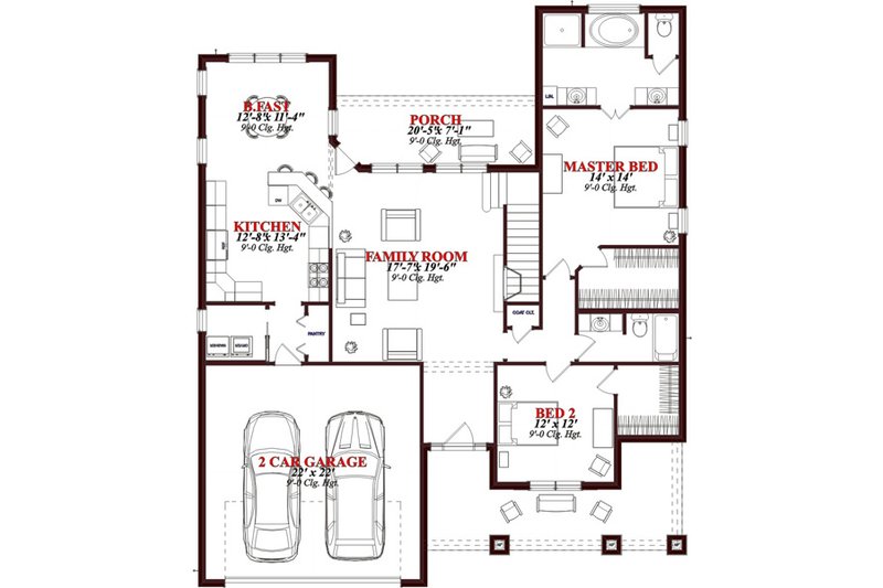 Home Plan - Floor Plan - Main Floor for European House Plan #63-316 - 4 bed, 3 bath