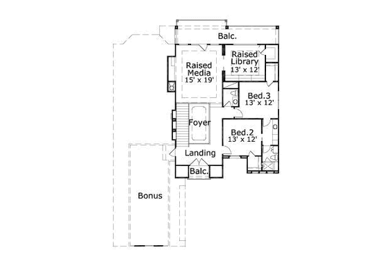 Floor Plan - Upper Floor for European House Plan #411-142 - 3 bed, 2.5 bath