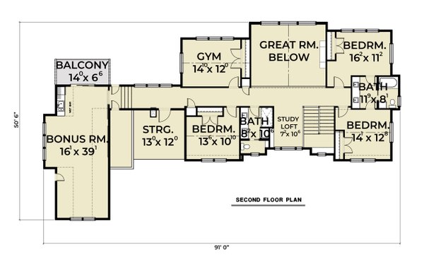 Farmhouse Floor Plan - Upper Floor Plan #1070-211