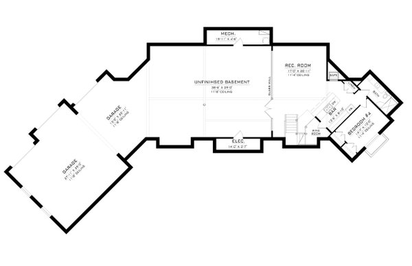 Craftsman Floor Plan - Lower Floor Plan #1086-10