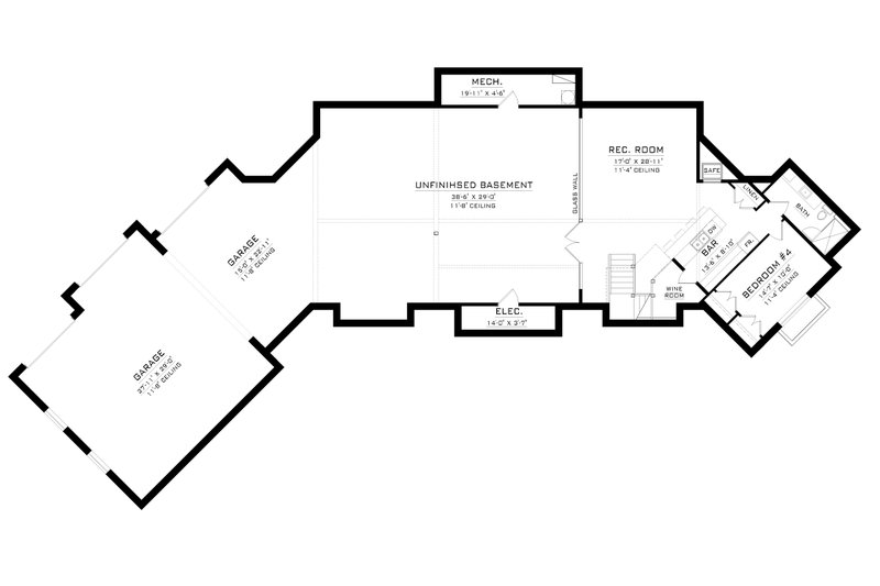 Home Plan - Floor Plan - Lower Floor for Craftsman House Plan #1086-10 - 3 bed, 2.5 bath