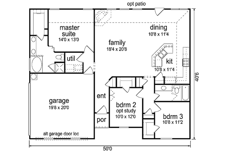 Dream House Plan - Floor Plan - Main Floor for Ranch House Plan #84-475 - 3 bed, 2 bath
