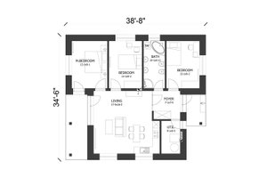Floor Plan - Main Floor for Modern House Plan #538-13 - 3 bed, 1 bath