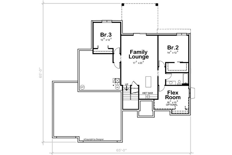 House Blueprint - Floor Plan - Lower Floor for Contemporary House Plan #20-2461 - 3 bed, 2.5 bath