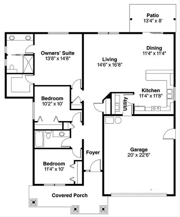 Craftsman Floor Plan - Main Floor Plan #124-781