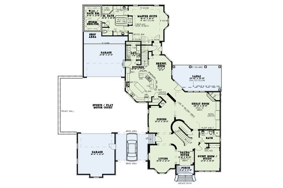 Floor Plan - Main Floor for European House Plan #17-453 - 4 bed, 4 bath