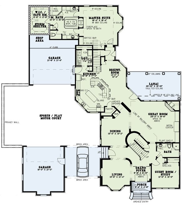 House Plan Design - European Floor Plan - Main Floor Plan #17-453