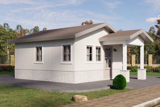 Exterior - Front Elevation 3 for Traditional House Plan #1106-187, 1 bath