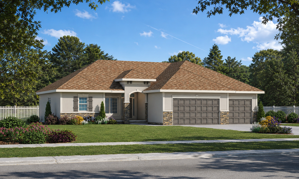 Exterior - Front Elevation 5 for Mediterranean House Plan #20-2174 - 3 bed, 2 bath