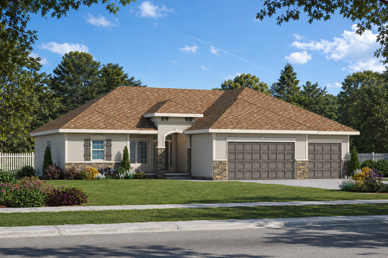 House Plan Design - Exterior - Front Elevation 5 for Mediterranean House Plan #20-2174 - 3 bed, 2 bath