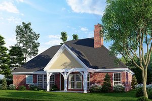 Exterior - Rear Elevation for European House Plan #17-2127 - 3 bed, 2 bath