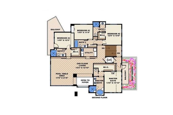 Floor Plan - Upper Floor for Modern House Plan #27-533 - 5 bed, 5.5 bath
