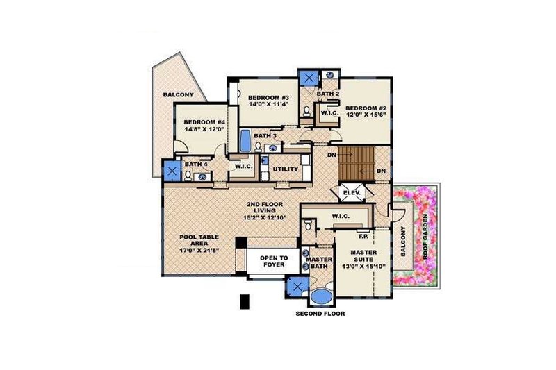 Architectural House Design - Floor Plan - Upper Floor for Modern House Plan #27-533 - 5 bed, 5.5 bath