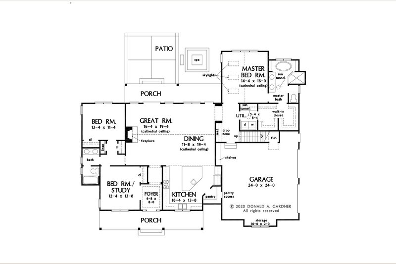 House Blueprint - Floor Plan - Main Floor for Farmhouse House Plan #929-1171 - 3 bed, 2 bath