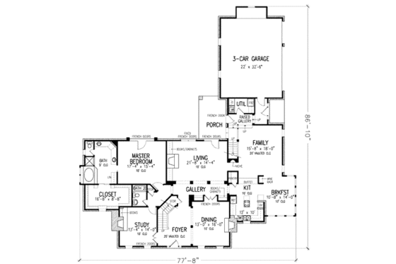 Floor Plan - Main Floor for Colonial House Plan #410-250 - 4 bed, 4 bath