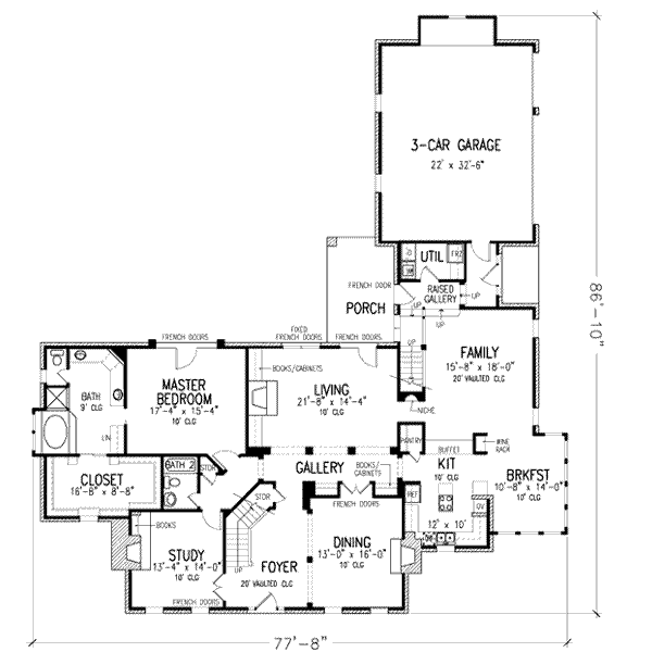 House Blueprint - Colonial Floor Plan - Main Floor Plan #410-250