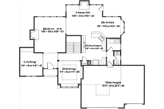 Floor Plan - Main Floor for Traditional House Plan #6-151 - 4 bed, 3.5 bath