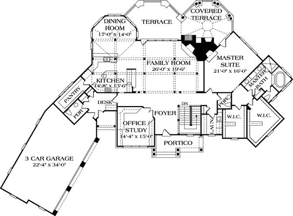 Architectural House Design - Craftsman Floor Plan - Main Floor Plan #453-43